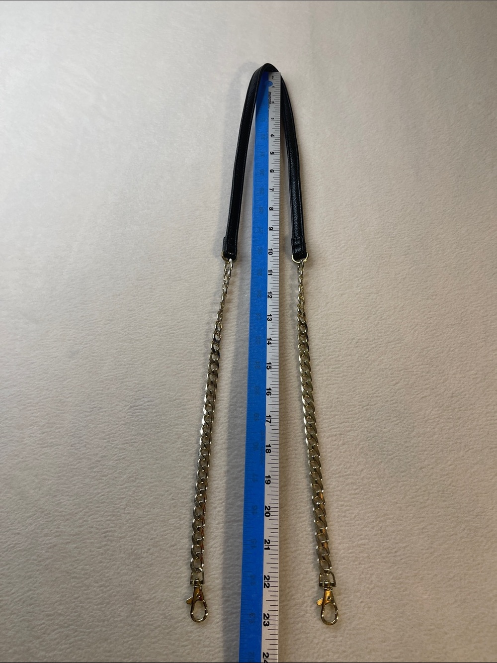 Black Leather LOOK  and Gold Chain Purse REPLACEMENT Strap